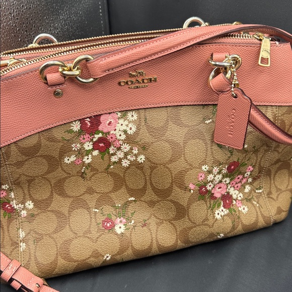 Coach  preloved Pink and Tan Floral Shoulder Bag/ crossbody good condition - Picture 16 of 16
